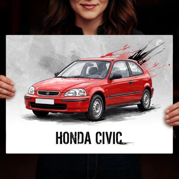 Duzy plakat z metalu Honda Civic VI